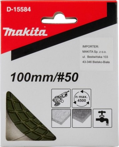 Алмазная тарелка на липучке MAKITA D-15584 гранит/мрамор d100 мм, p50 Алмазная тарелка на липучке MAKITA D-15584 гранит/мрамор d100 мм, p50