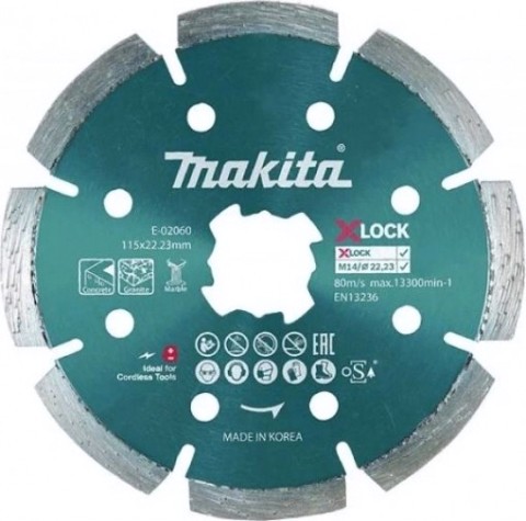 Алмазный диск для резки бетона MAKITA E-02060 сегментированный с системой x-lock 115х22,23