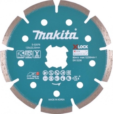 Алмазный диск для резки бетона MAKITA E-02076 сегментированный с системой x-lock 125х22,23