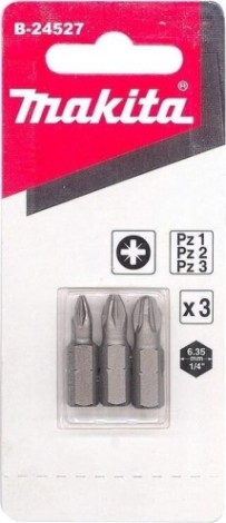Бита для заворачивания MAKITA B-24527 PZ1/PZ2/PZ3, 25 мм, C-form, 3 шт.