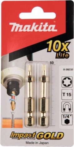 Бита для заворачивания MAKITA B-28232 Impact Gold T15, 50 мм, E-form (MZ), 2 шт.