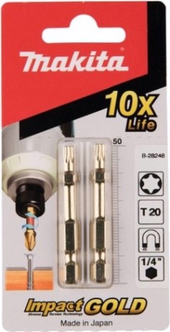 Бита для заворачивания MAKITA B-28248 Impact Gold T20, 50 мм, E-form (MZ), 2 шт.