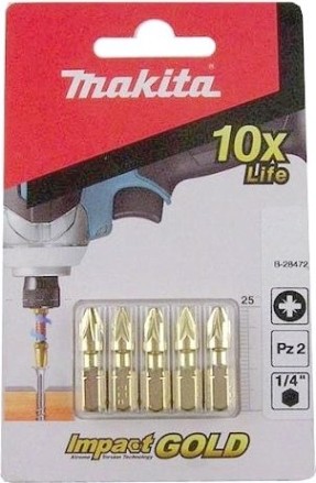 Бита для заворачивания MAKITA B-28472 Impact Gold PZ2, 25 мм, C-form, 5 шт.