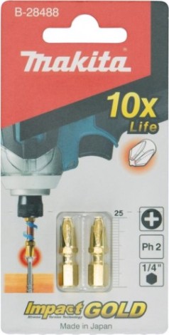 Бита для заворачивания MAKITA B-28488 Impact Gold Grip wood PH2, 25 мм, C-form, 2 шт. Бита для заворачивания MAKITA B-28488 Impact Gold Grip wood PH2, 25 мм, C-form, 2 шт.