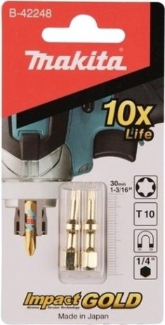 Бита для заворачивания MAKITA B-42248 Impact Gold Shorton T10, 30 мм, E-form (MZ), 2 шт.