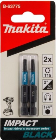 Бита для заворачивания MAKITA B-63775 Impact Black T15, 50 мм, E-form (mz), 2 шт.