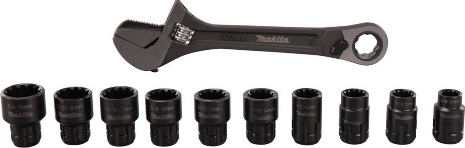 Ключ комбинированный MAKITA B-65458 8" (200мм) с проходными головками в наборе