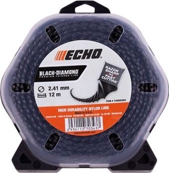 Леска триммерная ECHO 2,4мм/ 12м Black Diamond Line (витой квадрат) [340095004]
