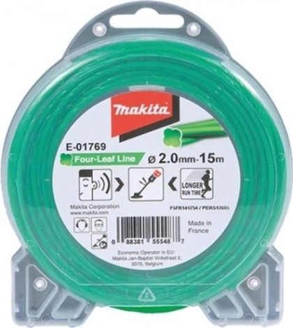 Леска триммерная MAKITA E-01769 спиральная "клевер", 2,00ммх15м