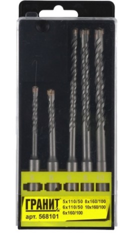Набор буров ГРАНИТ 568101 SDS-plus Quadro-X, 5 шт.