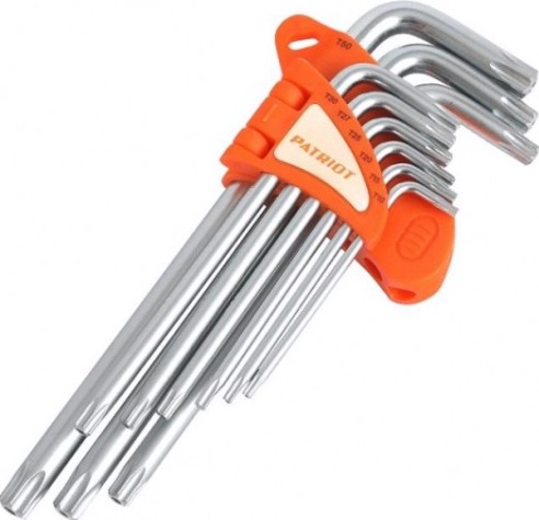 Набор ключей TORX PATRIOT SKТ-9L длинные, T10-T5 CRV, 9 предметов [350002007]