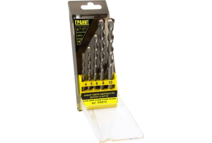 Набор сверл по бетону ГРАНИТ 456810 ударных 5 шт.