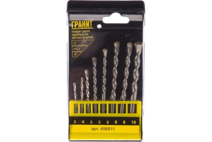 Набор сверл по бетону ГРАНИТ 456811 ударных 8 шт.