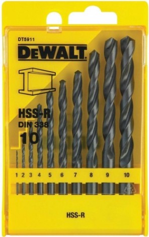 Набор сверл по металлу DeWALT HSS-R 10 шт. (1.0-10 мм) DT5911-QZ