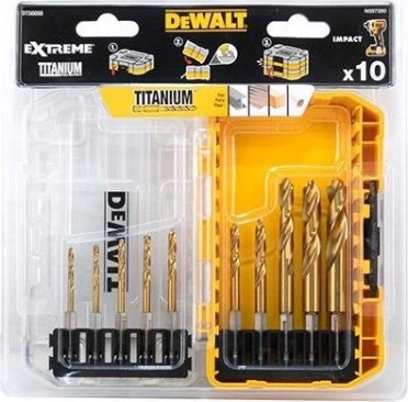 Набор сверл по металлу DeWALT HSS-TIN 10 шт. Impact TITANIUM (3.0-10 мм) DT50050-QZ