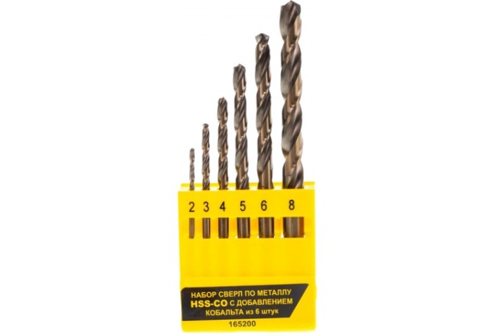 Набор сверл по металлу ГРАНИТ HSS-Co, 6 шт. [165200]