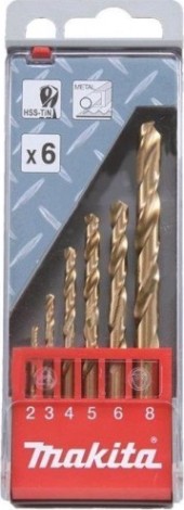 Набор сверл по металлу MAKITA D-43555 hss-tin, 6 шт.