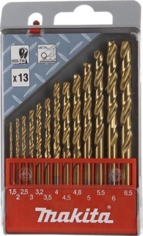 Набор сверл по металлу MAKITA D-43577 hss-tin, 13 шт.