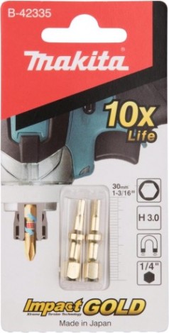 Насадка шестигранная MAKITA B-42335 impact gold shorton hex3.0, 30 мм, e-form (mz), 2