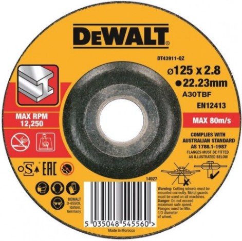 Отрезной круг по металлу DeWALT 125х3.0x22.2 мм DT43911-XJ [DT43911-QZ]
