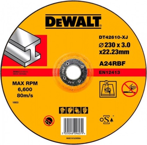 Отрезной круг по металлу DeWALT 230х3x22.2 мм тип 27 DT42610-XJ [DT42610-XJ]