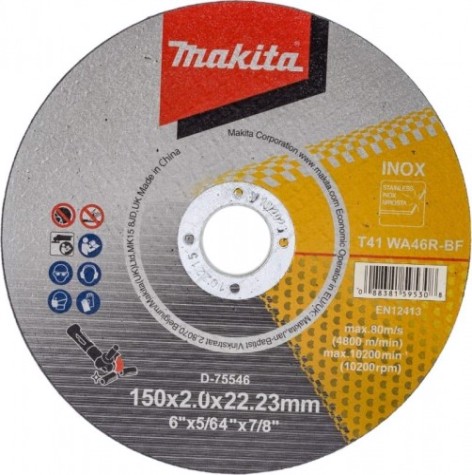 Отрезной круг по нержавеющей стали MAKITA 115х1х22,23 мм WA46R [D-75524]