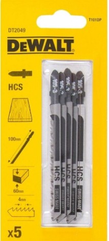 Пилки по дереву DeWALT HCS T101D 100х75х4.2х60 мм (5 шт) DT2049-QZ [DT2049-QZ]