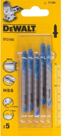 Пилки по металлу DeWALT HSS T118A 76х50х1.2х4 мм (5 шт) DT2160-QZ [DT2160-QZ]