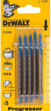 Пилки по металлу DeWALT HSS T123Х 100х91х3.0х74 мм (5 шт) DT2058-QZ [DT2058-QZ]