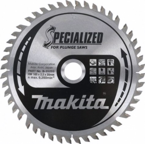 Пильный диск MAKITA 165х 48тх20 дерево (для погружных пил) B-35293 [B-35293]