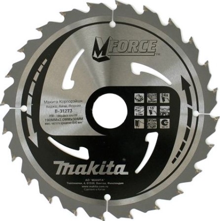 Пильный диск MAKITA 190х 24тх30 дерево (B-31273) MFORCE [B-31273]