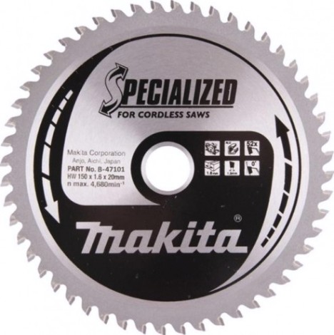 Пильный диск по алюминию MAKITA 150x20x1.6x52T для (для dcs551) [B-47101]