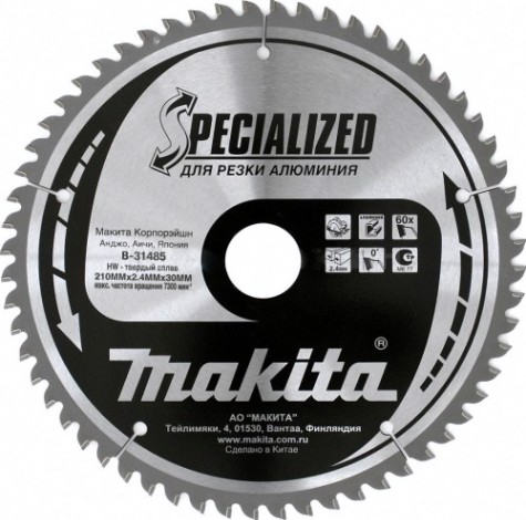 Пильный диск по алюминию MAKITA 210х 30тх60 (B-31485) [B-31485]