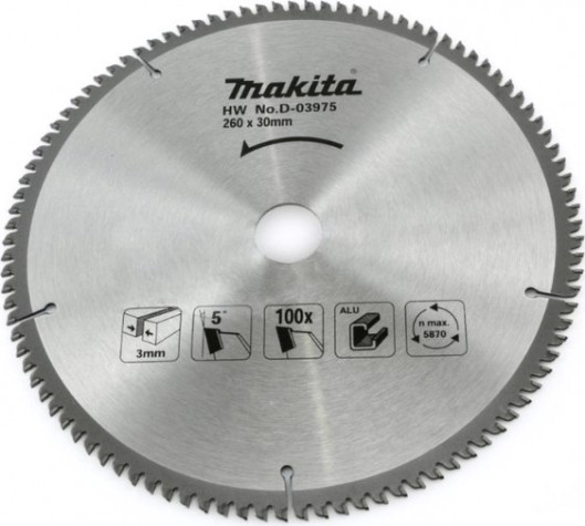 Пильный диск по алюминию MAKITA 260x30x1.8x100T [D-03975]