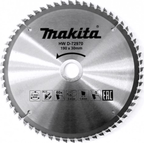 Пильный диск по алюминию MAKITA D-72970 190x30/20x1.4x60t