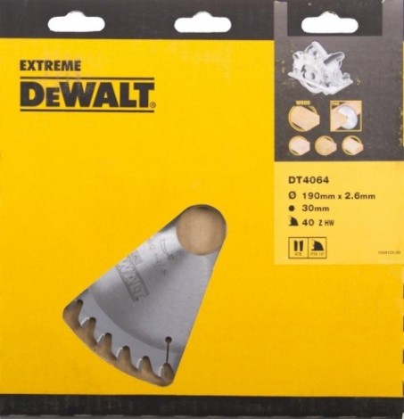 Пильный диск по дереву DeWALT 190х40тх30 мм. Extreme DT4064-QZ [DT4064-QZ]