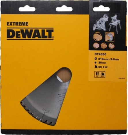 Пильный диск по дереву DeWALT 216х60тх30 мм EXTREME DT4350-QZ [DT4350-QZ]
