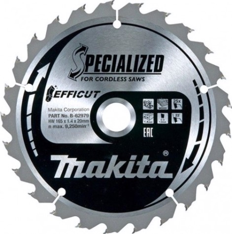 Пильный диск по дереву MAKITA 165x20x1.0х25T efficut [B-62979]