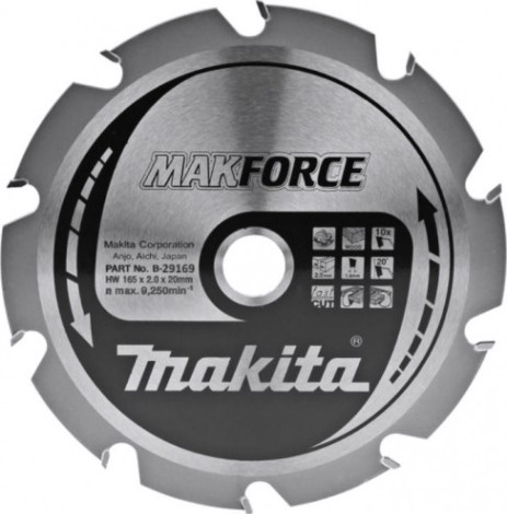 Пильный диск по дереву MAKITA 165x20x1.4x10T для makforce [B-29169]