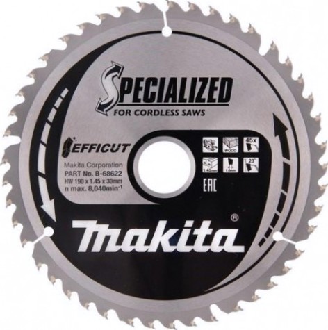 Пильный диск по дереву MAKITA 190x30x1.45х45T для efficut [B-68622]