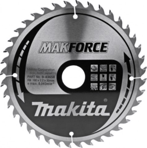 Пильный диск по дереву MAKITA 190x30x1.4x40T для makforce [B-43658]