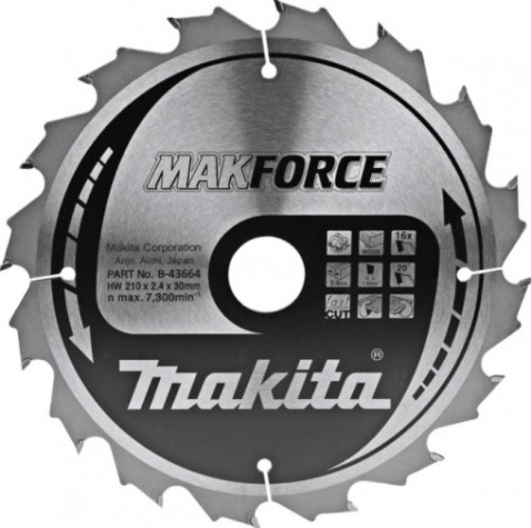 Пильный диск по дереву MAKITA 210x30x1.6x16T для makforce [B-43664]