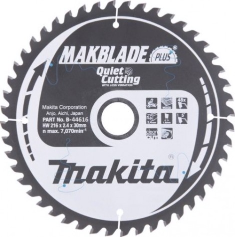 Пильный диск по дереву MAKITA 216x30x1.6x48T для makblade plus [B-44616]