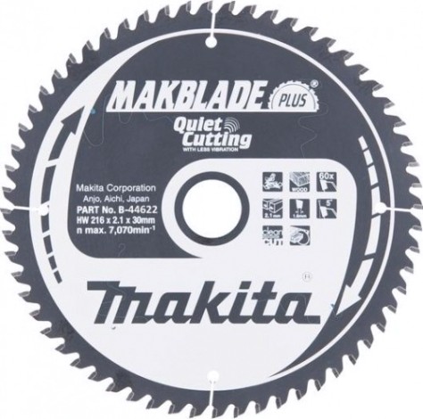 Пильный диск по дереву MAKITA 216x30x1.6x60T для makblade plus [B-44622]