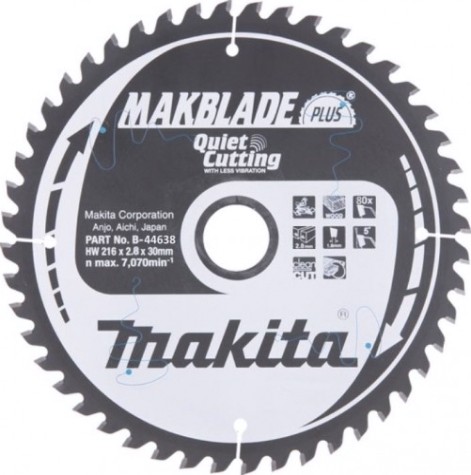 Пильный диск по дереву MAKITA 216x30x1.6x80T для makblade plus [B-44638]