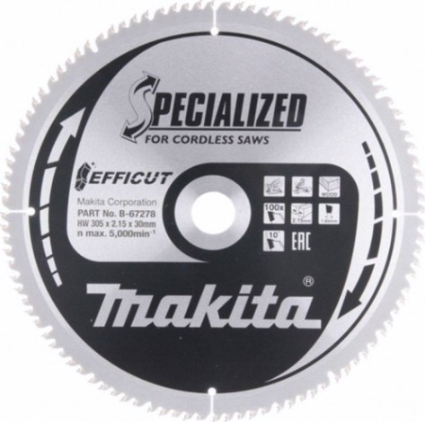 Пильный диск по дереву MAKITA 305x30x1,65x100T для efficut [B-67278]