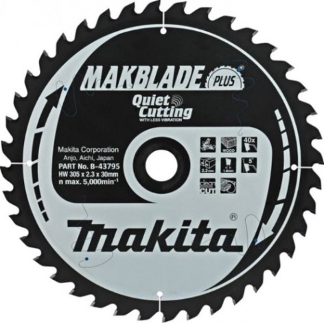 Пильный диск по дереву MAKITA 305x30x1.8x40T для makblade plus [B-43795]