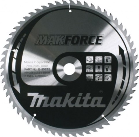 Пильный диск по дереву MAKITA 355x30x1.8x60T для makforce [B-35221]