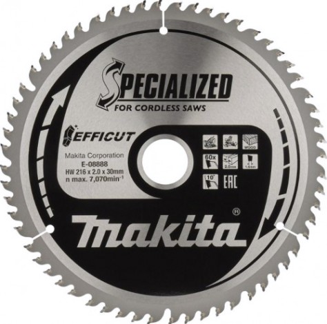 Пильный диск по дереву MAKITA E-08888 efficut, 216x30x1.5x60t
