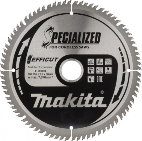 Пильный диск по дереву MAKITA E-08894 efficut 216x30x1.5x80t